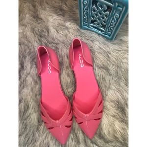 Aldo pink pointed toe jelly flats